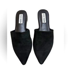 STEVE MADDEN MULES BLACK POINT TOE SIZE 6M